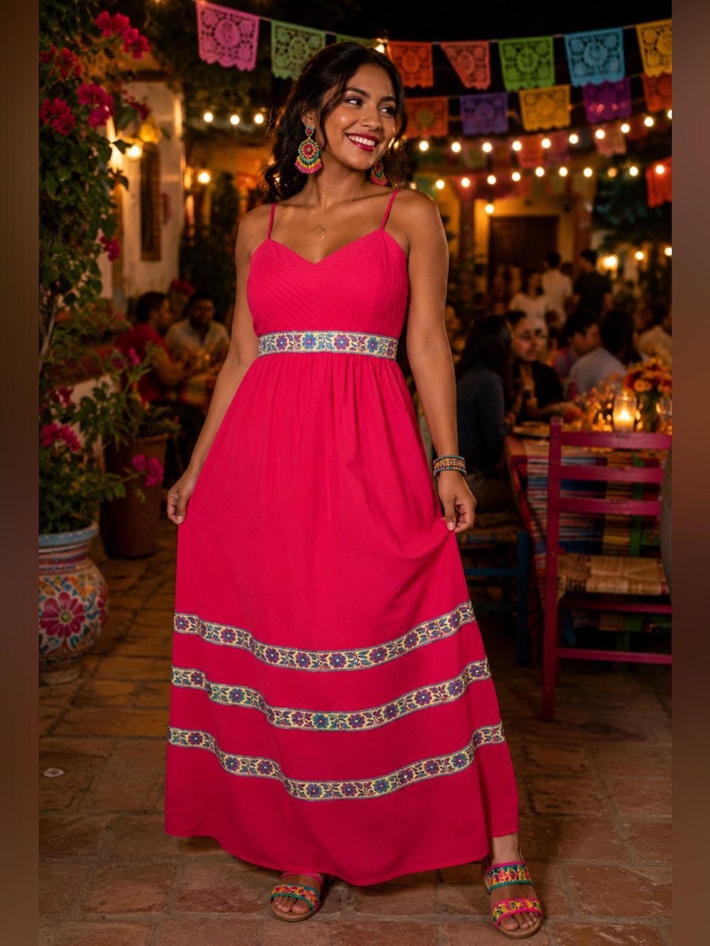 Belle Badgley Mischka Pink Spaghetti Strap Francine Maxi Dress Size 12